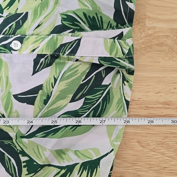 J McLaughlin Lois Shirt Women Sz Small Green Palm Tropical Leaf Vacation‎ Resort - Picture 6 of 9